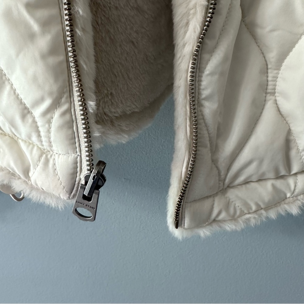 Lucky Brand Reversible Faux Sherpa Jacket Coat Size Medium - Picture 11 of 16